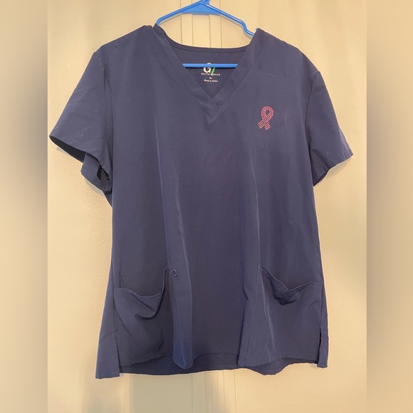 Navy Blue Breast Cancer Awareness Scrub Set Size Extra Large GT Performance - Picture 1 of 2